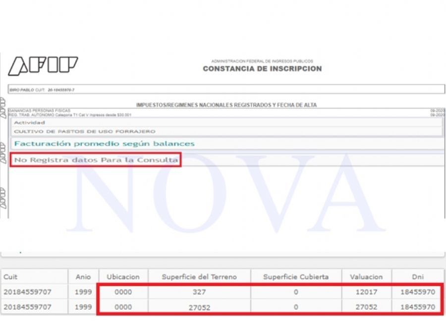 La situación de Biró ante la AFIP y sus propiedades. (Foto: NOVA)