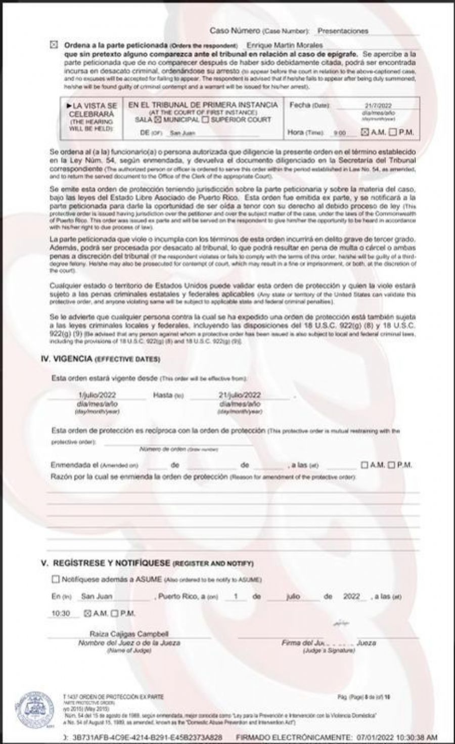 Buscan comenzar con un proceso que lo puede llevar a un juicio futuro si esto no se resuelve en una audiencia.